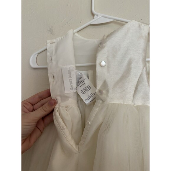 Davids Bridal White Flower Girl Dress Size 3 Formal Wedding Party - Picture 3 of 5